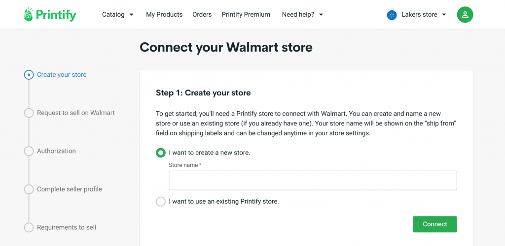 How to Set up a Walmart Store - Create a Printify Store